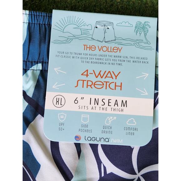 Laguna Swim The Volley Men's Lined Drawstring Swim Trunks Pockets Sz XL NWT - Picture 3 of 9